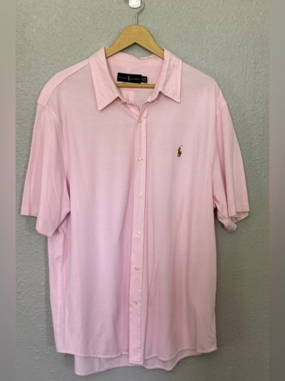Ralph Lauren Knit Oxford shirt in a soft pink color size XXL